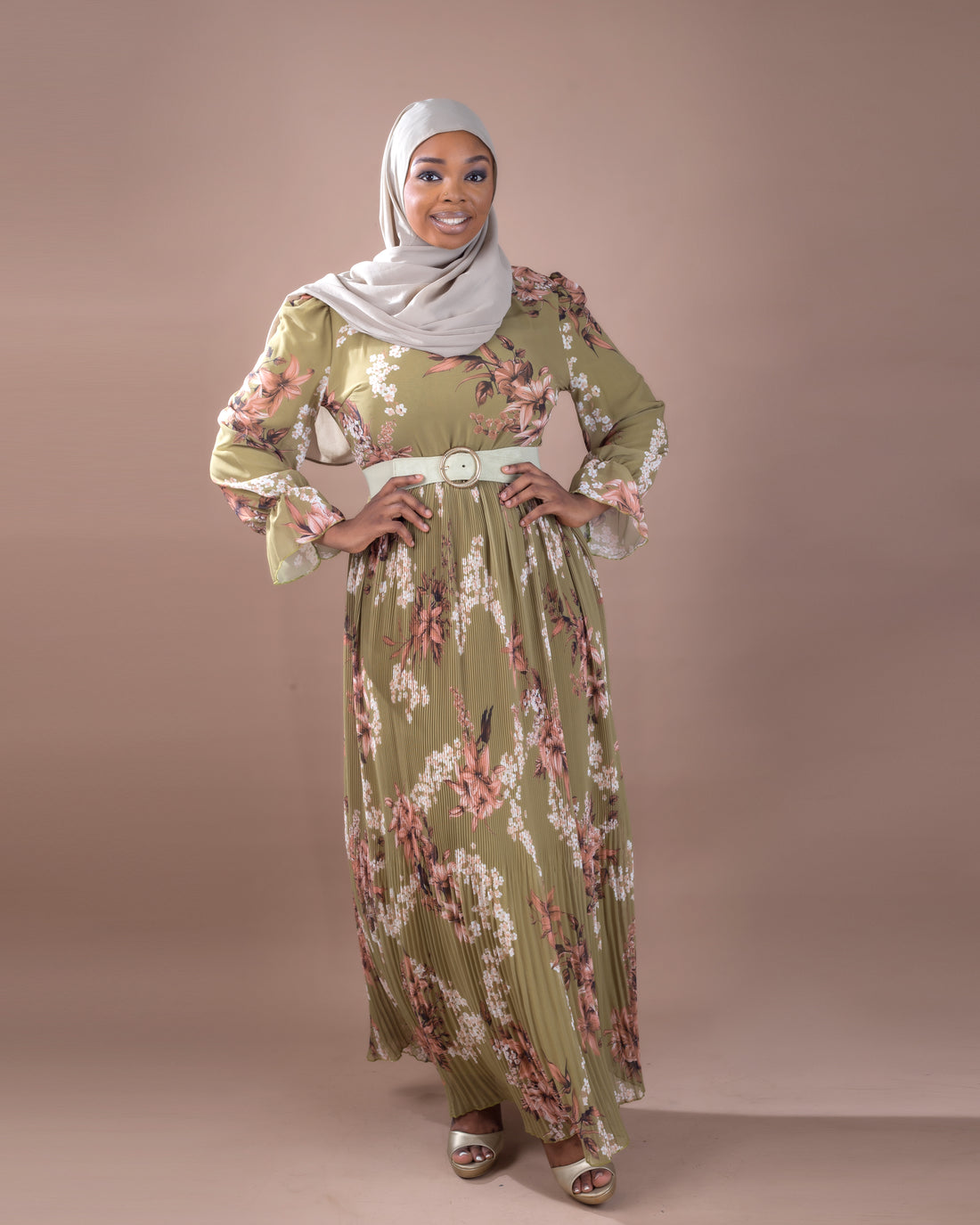 Floral Dress with co-ord pleat bottom